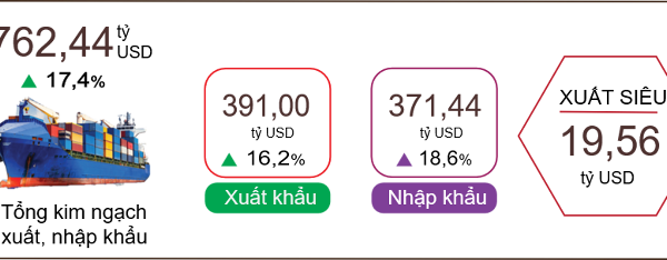 Xuất nhập khẩu 10 tháng tăng mạnh, Việt Nam xuất siêu 19,56 tỷ USD