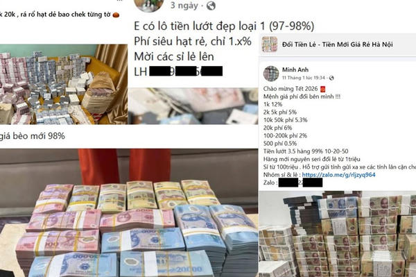 Phí đổi tiền lẻ lên tới hơn 10%, “chợ tiền” Tết hoạt động công khai trên mạng