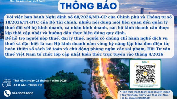 VTCA chuẩn bị mở lớp cập nhật kiến thức thuế đối với hộ kinh doanh