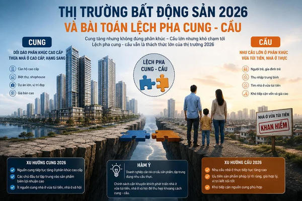 Thị trường bất động sản 2026 vẫn bộc lộ nhiều điểm nghẽn: Từ bài toán cung cầu đến giá nhà