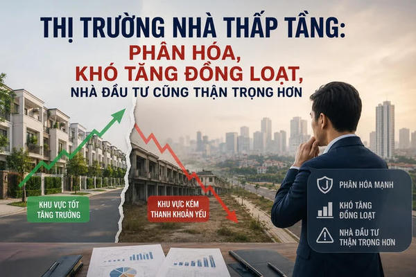 Thị trường nhà thấp tầng: Phân hóa, khó tăng đồng loạt, nhà đầu tư cũng thận trọng hơn