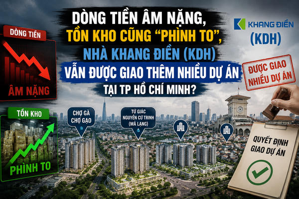 Dòng tiền âm nặng, tồn kho cũng “phình to”, Nhà Khang Điền (KDH) vẫn được giao thêm nhiều dự án tại TP Hồ Chí Minh? Dòng tiền âm nặng, tồn kho cũng “phình to”, Nhà Khang Điền (KDH) vẫn được giao thêm nhiều dự án tại TP Hồ Chí Minh?