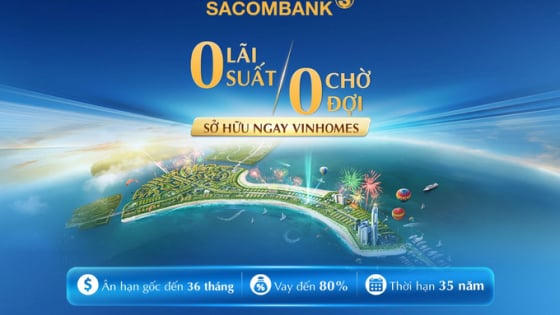 SACOMBANK dành riêng 5.000 tỷ đồng cho vay mua bất động sản Vinhomes SACOMBANK dành riêng 5.000 tỷ đồng cho vay mua bất động sản Vinhomes