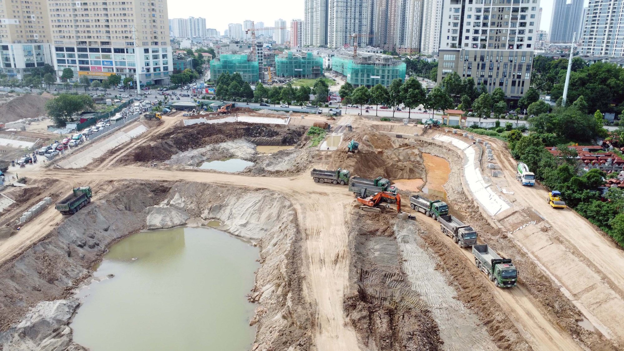 Ngắm toàn cảnh dự án Hồ điều hòa Mễ Trì (Đồng Bông 2) sắp hoàn thành