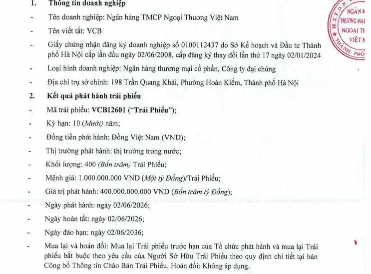 Vietcombank huy động tối đa 10.000 tỷ trái phiếu trong năm 2026