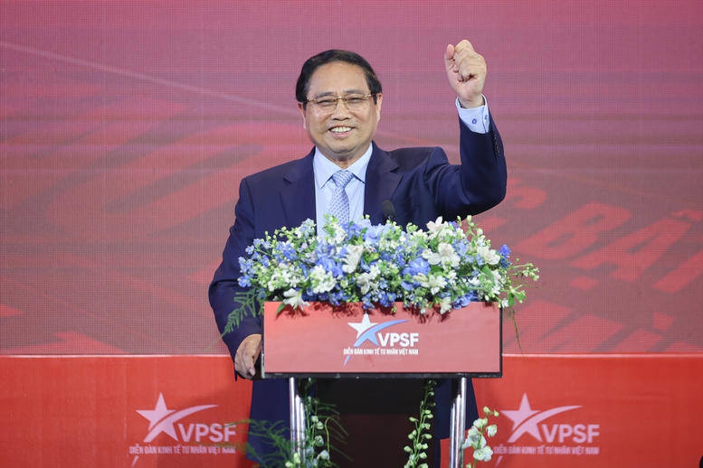   Thủ tướng Chính phủ bày tỏ tin tưởng vào sự phát triển đột phá của kinh tế tư nhân trong tương lai - Ảnh: VGP/Nhật Bắc  