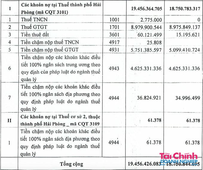 Lãnh đạo Công ty Cơ khí - Thương mại và Xây dựng Hải Phòng sẽ bị tạm hoãn xuất cảnh do nợ thuế