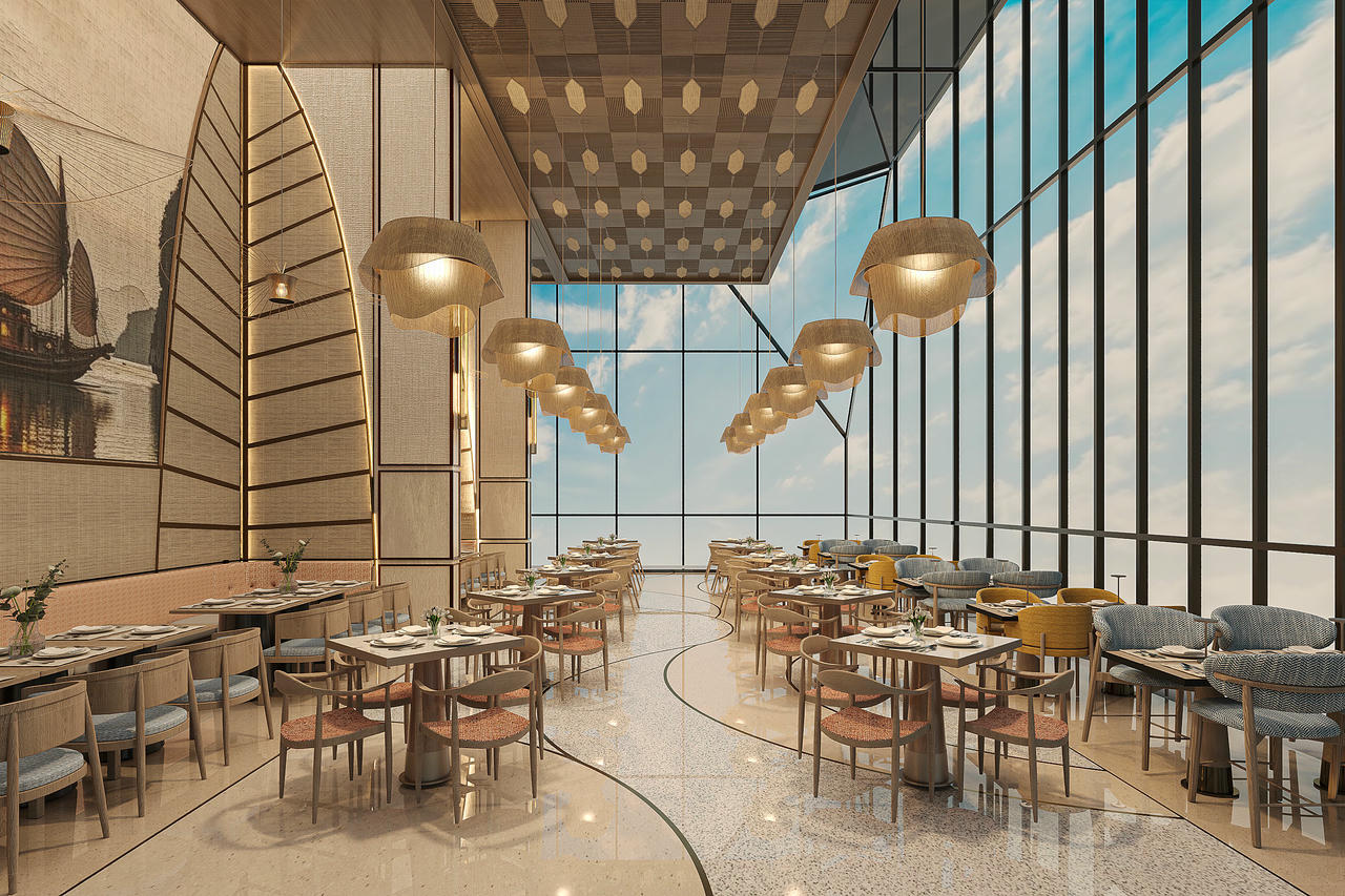 Không gian nhà hàng sang trọng, đẳng cấp tại Sun Centro Town. Ảnh: Sun Property