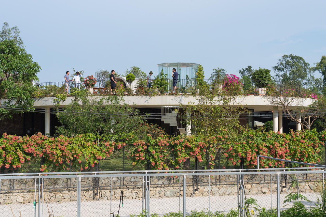 [Ảnh] Ngôi nhà hình elip với bể bơi, sân vườn ở vùng quê Nghệ An 