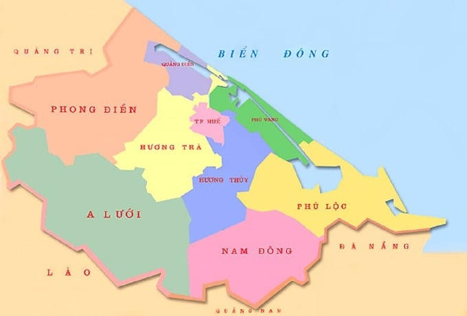 Bản đồ hành chính tỉnh Thừa Thiên Huế. Ảnh: Internet &nbsp;