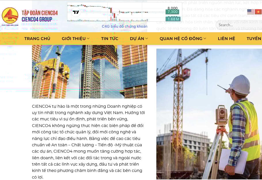 Theo giới thiệu của công ty, CIENCO4 là một trong những Doanh nghiệp có uy tín nhất trong nghành xây dựng Việt Nam.