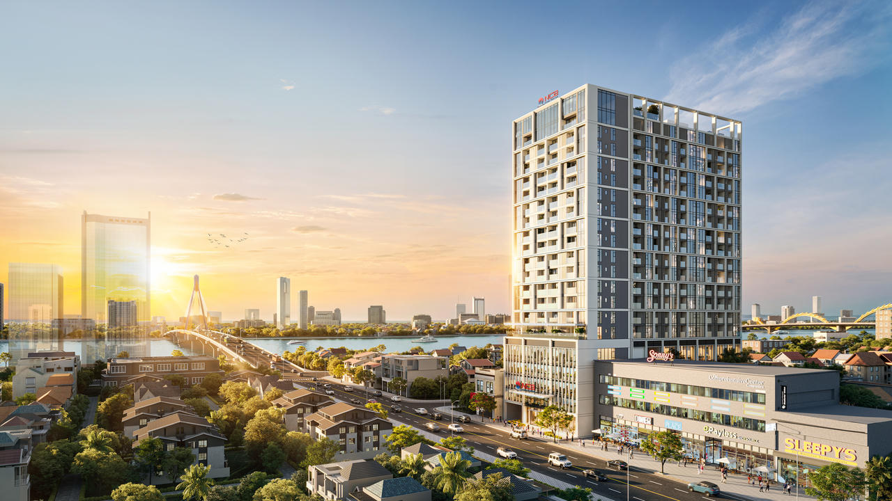 Thiết kế tòa tháp Sun Solar Residence lấy cảm hứng từ danh thắng “Non Nước”. (Ảnh phối cảnh minh họa: Sun Property) &nbsp;