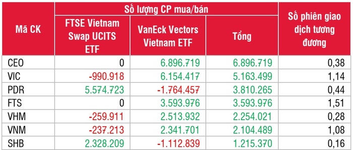 2 quỹ ETF tổng quy mô trên 20.000 tỷ đồng sẽ mua vào hàng triệu cổ phiếu CEO, VIC, PDR?