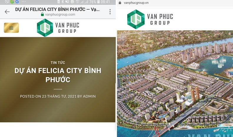 Vạn Phúc Group chỉ có website chính thức là vanphucgroup.vn còn web site vanphucgroup.com&nbsp;quảng cáo về dự án Felicia City Bình Phước là giả mạo &nbsp;