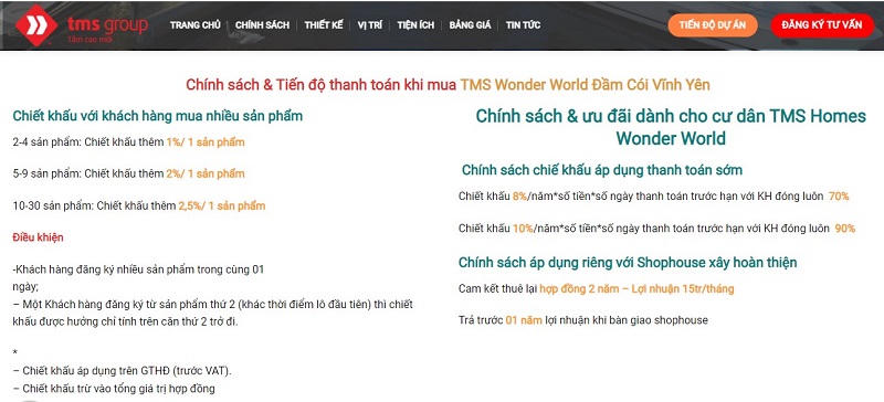 TMS từng tung nhiều chính sách ưu đãi nhằm thu hút nhà đầu tư tại dự án TMS Land Đầm Cói. &nbsp;