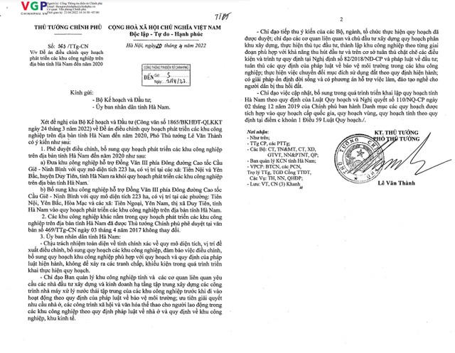 Văn bản số 363/TTg-CN ngày 20/4/2022 &nbsp;
