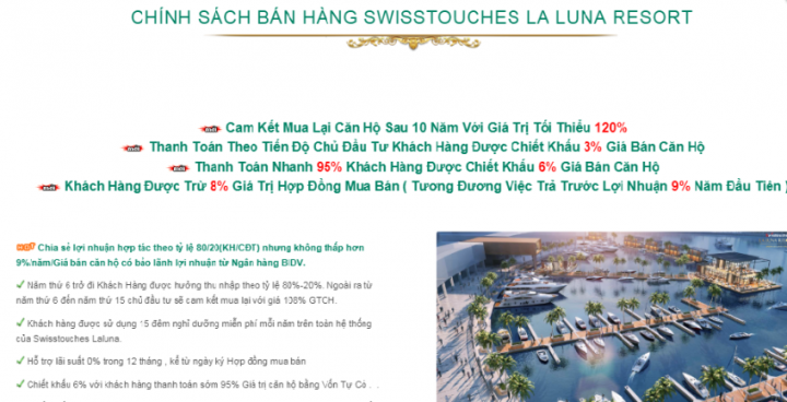 
Chính sách bán hàng vô cùng hấp dẫn dự án Swisstouches La Luna Resort .&nbsp;
