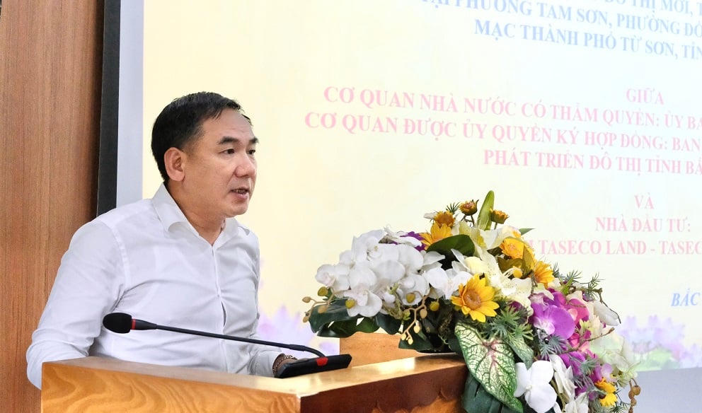 Ông Nguyễn Minh Hải, Tổng giám đốc Taseco Group, phát biểu tại lễ ký hợp đồng