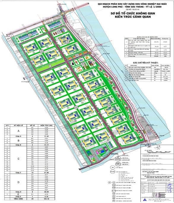 Sơ đồ tổ chức không gian kiến trúc cảnh quan Quy hoạch phân khu xây dựng khu công nghiệp Đại Ngãi&nbsp;