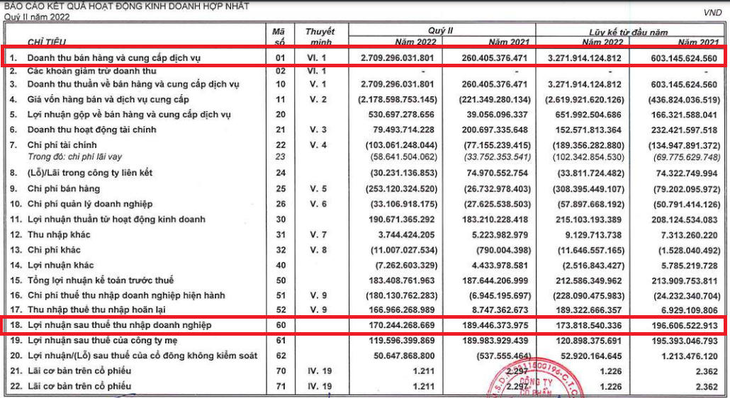 Doanh thu tăng gấp 10 lần nhưng không khống chế được các chi phí khiến AGG giảm lãi trong quý 2/2022.