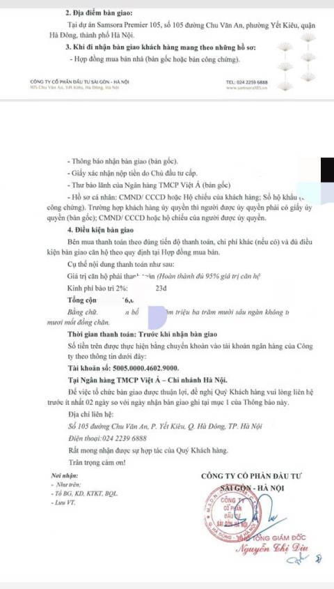 Dân Samsora Premier Hà Đông tố CĐT đuổi khỏi nhà dịp Tết