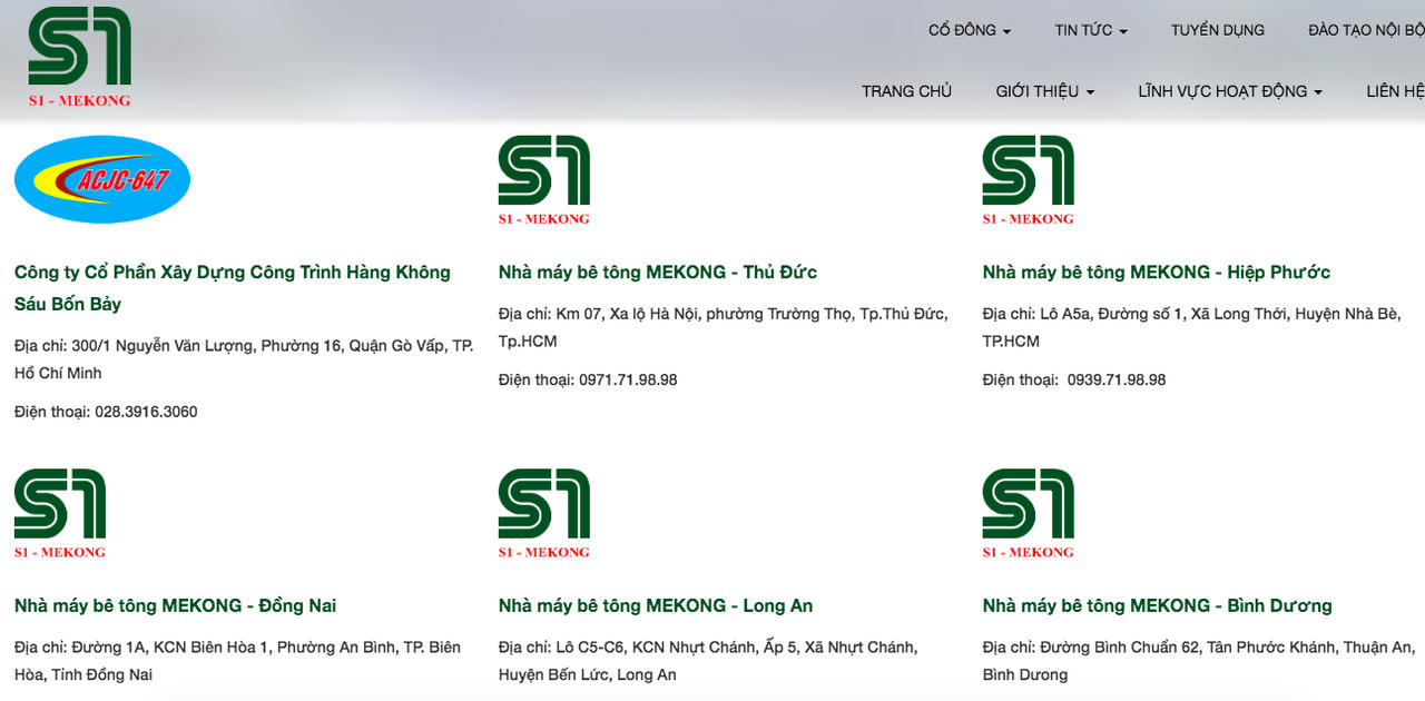 Các đơn vị thành viên trực thuộc&nbsp;Công ty cổ phần Đầu tư xây dựng Số 1 Mê Kông &nbsp;
