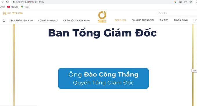 Thông tin trên website của Công ty. &nbsp;
