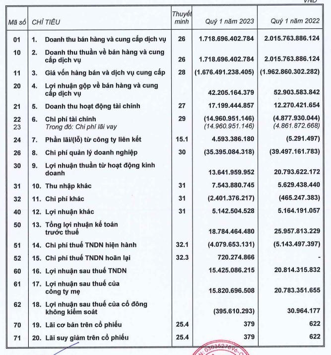 Báo cáo tài chính Ricons. &nbsp;