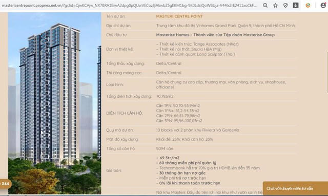 Th&ocirc;ng tin giới thiệu&nbsp;dự &aacute;n Masteri Centre Point Quận 9.