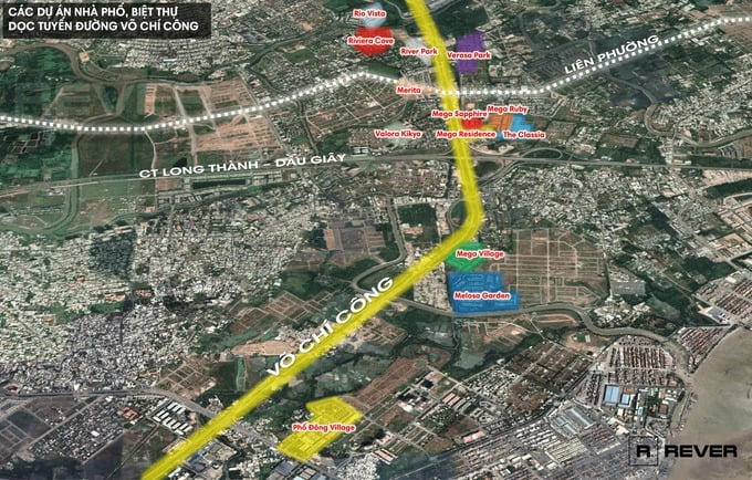 Các dự án nhà phố, biệt thự dọc đường Võ Chí Công. Ảnh: Blog Rever
