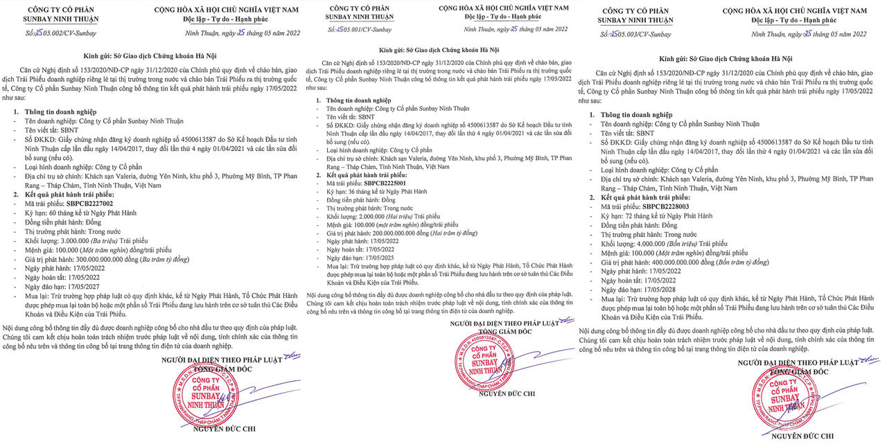 Thông tin công bố phát hành 3 lô trái phiếu (Nguồn: Cbons)