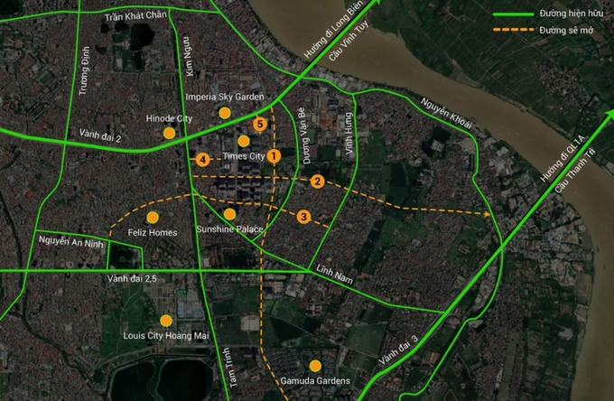 5 tuyến đường mở chính thức quanh khu đô thị Times City