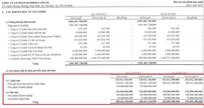 Dư nợ phải trả của Bamboo Capital &nbsp;