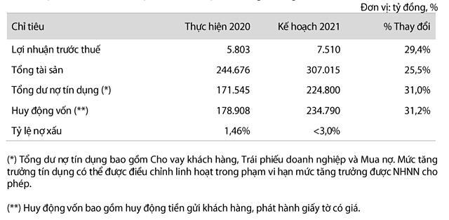 Kế hoạch VIB năm 2021. Nguồn:&nbsp;VIB. &nbsp;