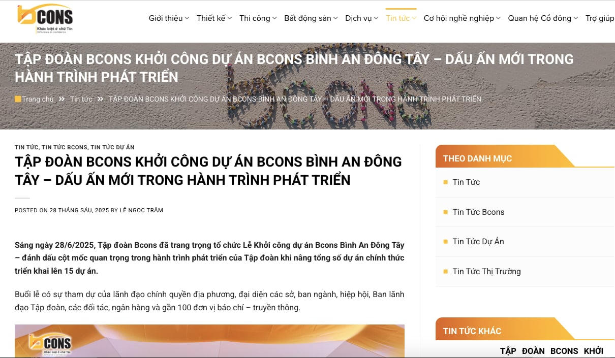 BCONS đổ vốn 6.500 tỷ đồng làm tổ hợp 1.800 căn hộ