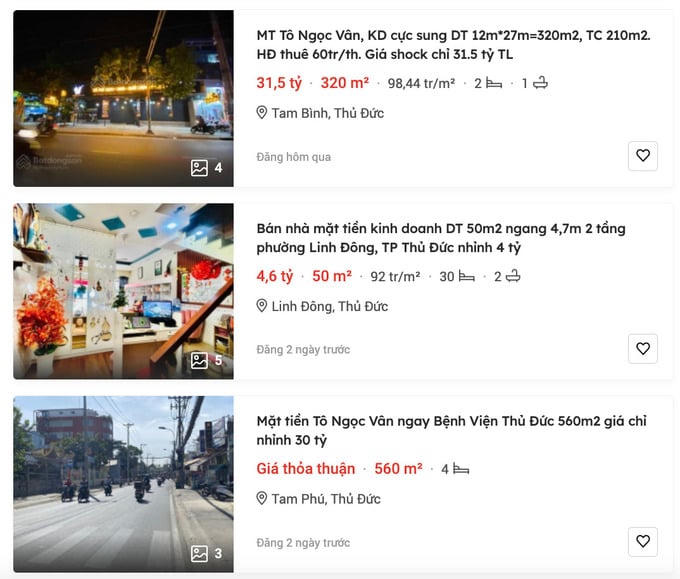 Thông tin rao bán nhà ở TP. Thủ Đức được tăng tải trên trang mua bán bất động sản&nbsp;