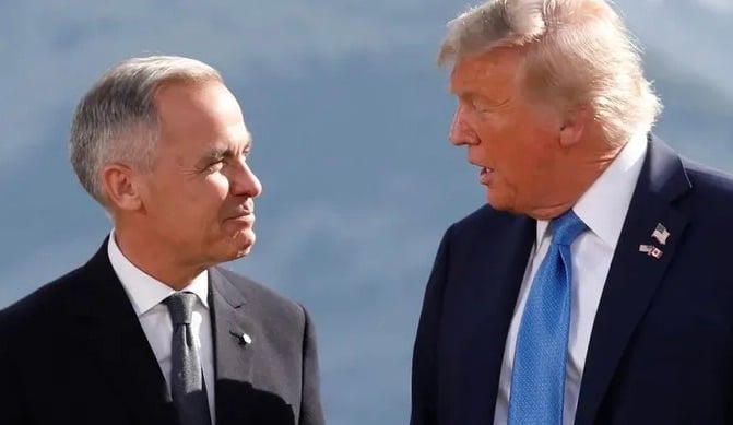 Thủ tướng Canada Mark Carney và Tổng thống Mỹ Donald Trump. Ảnh: Reuters.