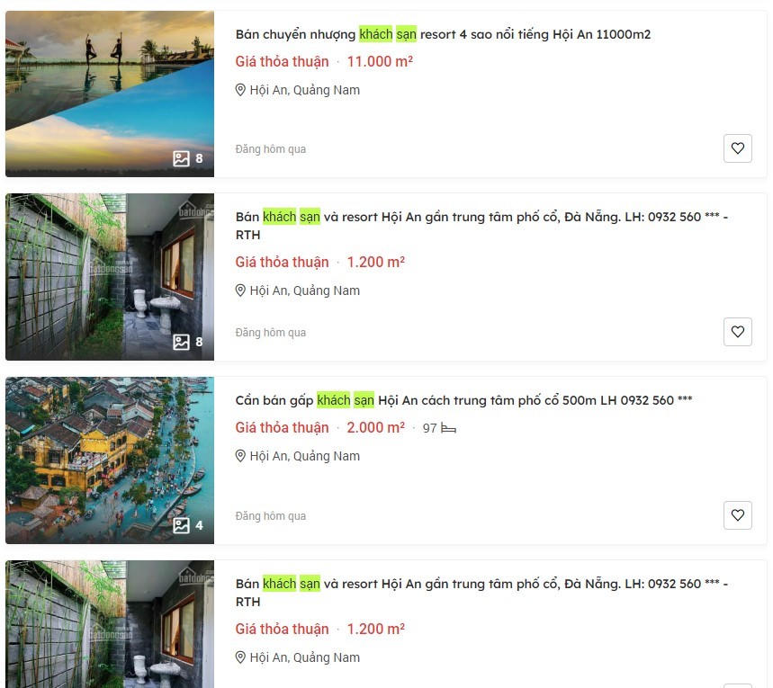Khách sạn và resort tại Đà Nẵng đang được rao bán rầm rộ. &nbsp;