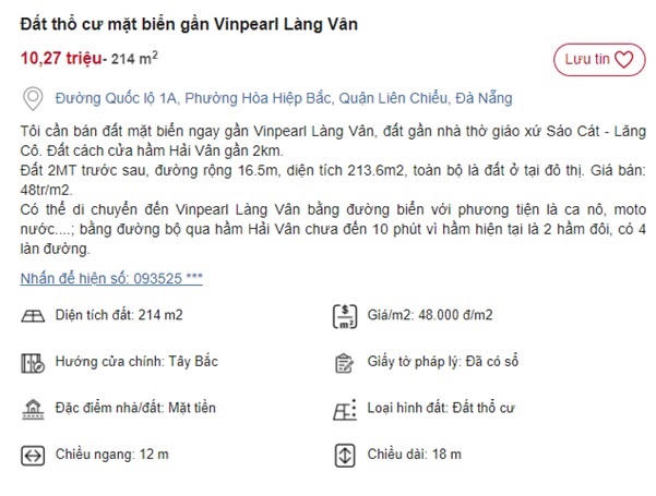 "Ăn theo" dự án tỷ đô của Vingroup và quy hoạch Cảng Liên Chiểu, giá nhà đất tại Đà Nẵng tăng chóng mặt