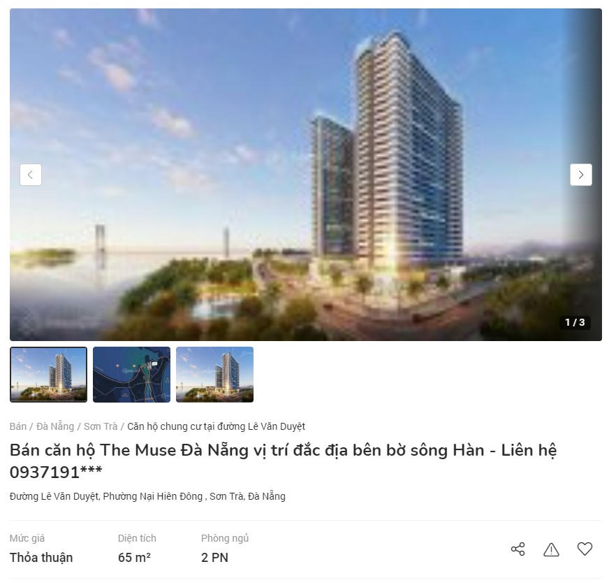 Dự án The&nbsp;Muse Đà Nẵng được rao bán trên các trang mạng trong khi chưa đủ điều kiện mở bán.