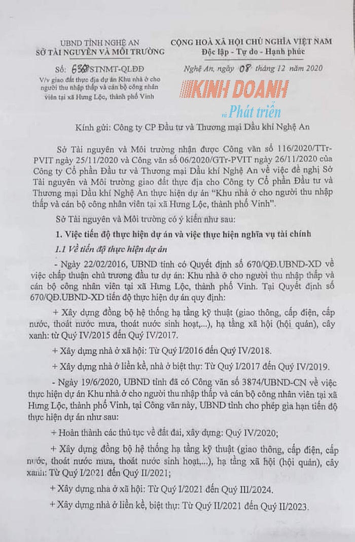 Văn bản chỉ đạo của Sở tài nguyên và môi trường Nghệ An. &nbsp;