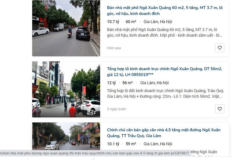 Giá đất tại đường Ngô Xuân Quảng được chào bán gần 200 triệu đồng/m2. &nbsp;