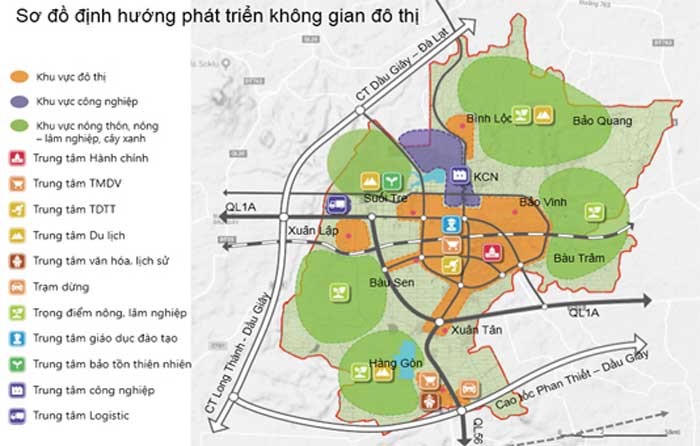 Bản đồ quy hoạch của TP. Long Khánh với vị trí trung tâm chiến lược tập trung tại Phường Bảo Vinh &nbsp;