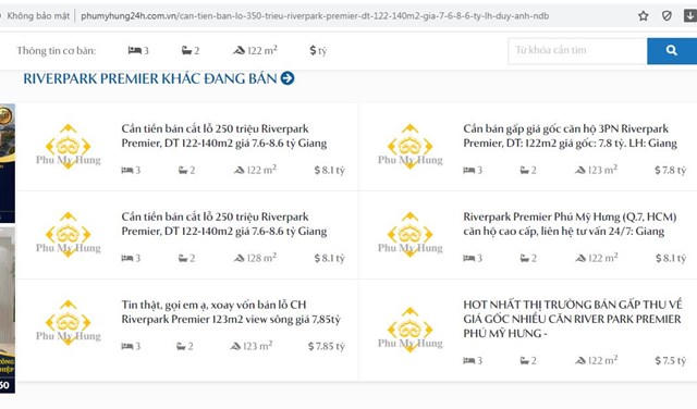 Nhiều căn hộ kh&aacute;c tại Riverpark Premier Ph&uacute; Mỹ Hưng cũng đang được rao b&aacute;n cắt lỗ