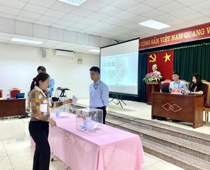 Đấu giá đất tại huyện Mê Linh. Ảnh: Minh Nghĩa/TTXVN &nbsp;