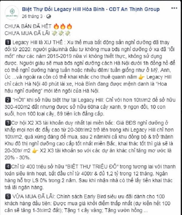 dự án Legacy Hill Hòa Bình