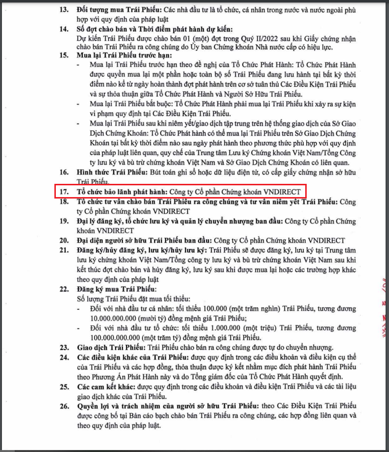 

Chứng khoán VNDirect bảo lãnh cho lô trái phiếu 2.000 tỷ của Nhà Khang Điền (Nguồn: KDH)

