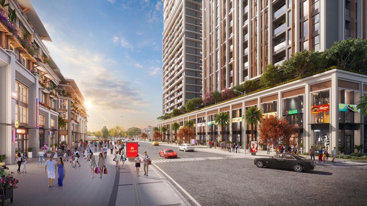 Các townhouse tại The RiO đều sở hữu mặt tiền rộng. Ảnh phối cảnh minh họa Sun Property &nbsp;