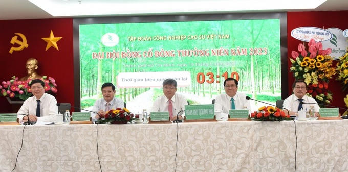 Đại hội đồng cổ đông thường niên 2023 của Vietnam Rubber Group đã thông qua mục tiêu doanh thu và thu nhập khác hợp nhất đạt 27.527 tỷ đồng và 4.855 tỷ đồng lợi nhuận trước thuế, cổ tức ở mức 3% (300 đồng/cổ phiếu).
