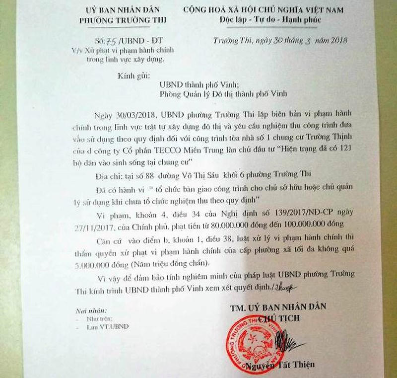 Chung cư 21 tầng chưa nghiệm thu đã cho dân vào ở